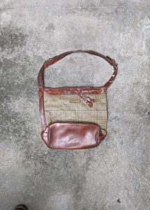 Classic Plaid &amp; Leather Hobo Bag
