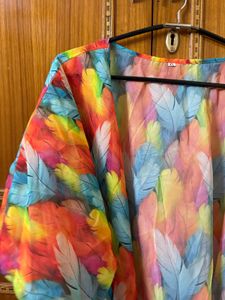 Boho Feather Print Kimono Cover-Up