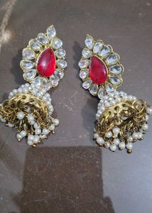 Red &amp; White Jhumka