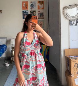 Boho Floral Halter Neck Dress