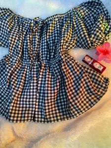 Gingham Off-Shoulder Top