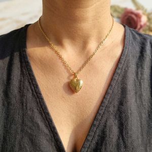 Heart Locket Necklace Gold Tone