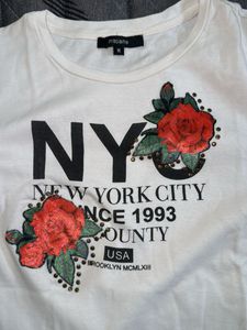 Madame White NY City Rose Graphic T-Shirt