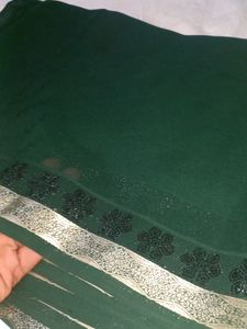 New Bottle Green Colour Plain Standard Saree