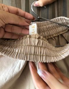 Beige Parachute Cargo Pants