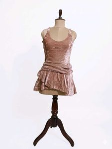 Y2K Velvet  Mauve Cocktail Dress with Ruffle Skirt