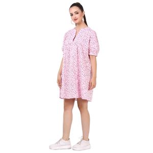 Pink Floral Print Mini Dress
