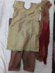 Elegant Gold Kurta salwar Set with Dupatta
