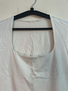 White Square Neck T-Shirt