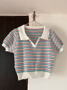 Rainbow Striped Knit Top
