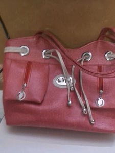 Chic Pink Drawstring Handbag