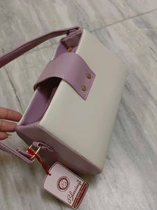 Elegant Cream &amp; Lilac Handbag