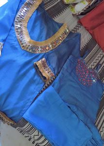 Stunning Royal Blue with Mirror Work trending 4 pi