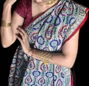Embroidered cotton Silk Duppatta with sequins Work