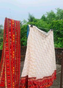 Red Bandhani Lehenga Choli Set / gopi dress