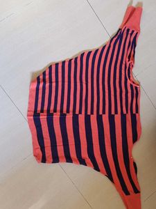 Striped Long Sleeve off shoulder baggy Top
