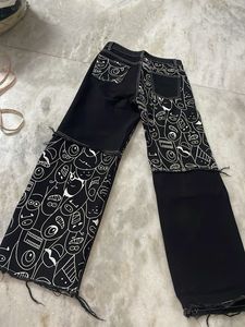 Unique Black Doodle Jeans