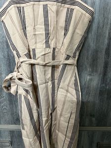 Striped Button-Up Midi Dress with Belt
