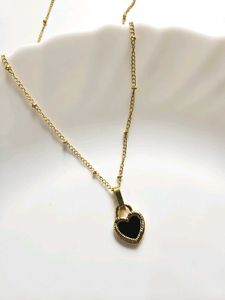 Korean Double Sided Heart Pendant chain Necklace