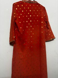 Embroidered Orange Kurta