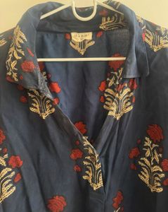 Westside Diza - Blue Floral Print Kurta
