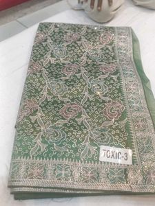 Embellished Green Silk Saree