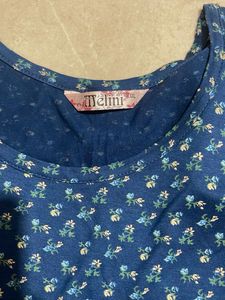 Cute Blue Floral Print T-Shirt