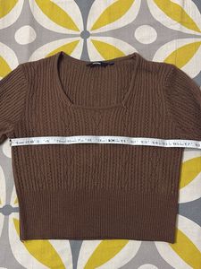 Stylish Brown Cropped Sweater