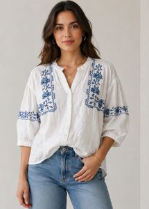 Embroidered White Boho Blouse