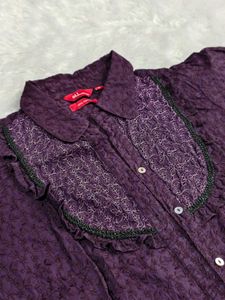 Elegant Purple Short Sleeve Blouse