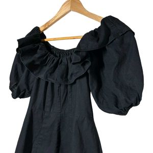 H&amp;m Black Off-Shoulder Puff Sleeve Dress