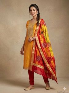 Orange Embroidered Kurta