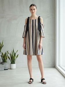 Vero Moda- Striped Cold-Shoulder Dress