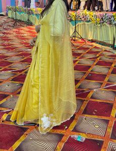 Beautiful Yellow Saree with Embroidered Blouse