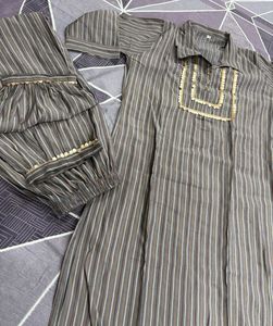 Chanderi silk Striped Kurta Set for Women ✨