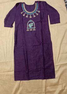 Women Fancy Embroidery Cotton Kurti