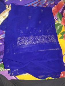 Elegant Blue Embroidered Saree