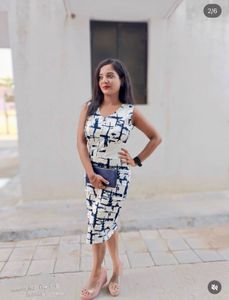 Stylish Sleeveless Abstract Print Midi Dress