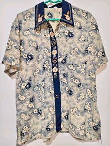 Floral Print Button-Up Tunic Top 42"-44"