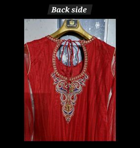 Red Anarkali Suit Set With Dupatta