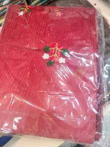 Tissue Fabric Saree With Embroidery Work Design