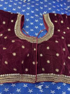 Maroon Velvet Embellished Blouse