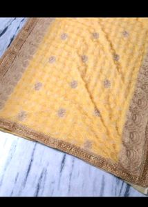 Yellow Embroidered Saree with Blouse