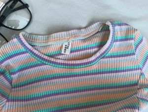 Striped Ruched Tie-Front Top