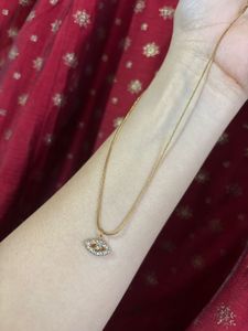 Anti Tarnish Gold Tone Eye Pendant  Necklace