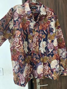 Unique Floral Print Button-Up Shirt