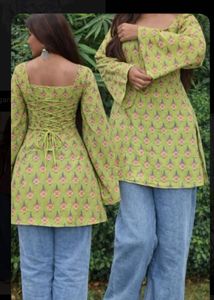 Custom corset back Kurta with Bell Sleeves