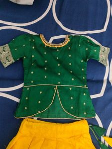 Vibrant Green &amp; Yellow Lehenga Choli