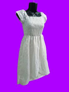 White Eyelet Smocked Dress Fit For All Xs,S,M &amp; L.