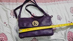 Purple Snakeski  Textured Shoulder Bag